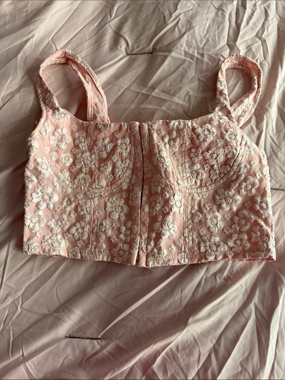 wild fable Pink Floral Lace Crop Top